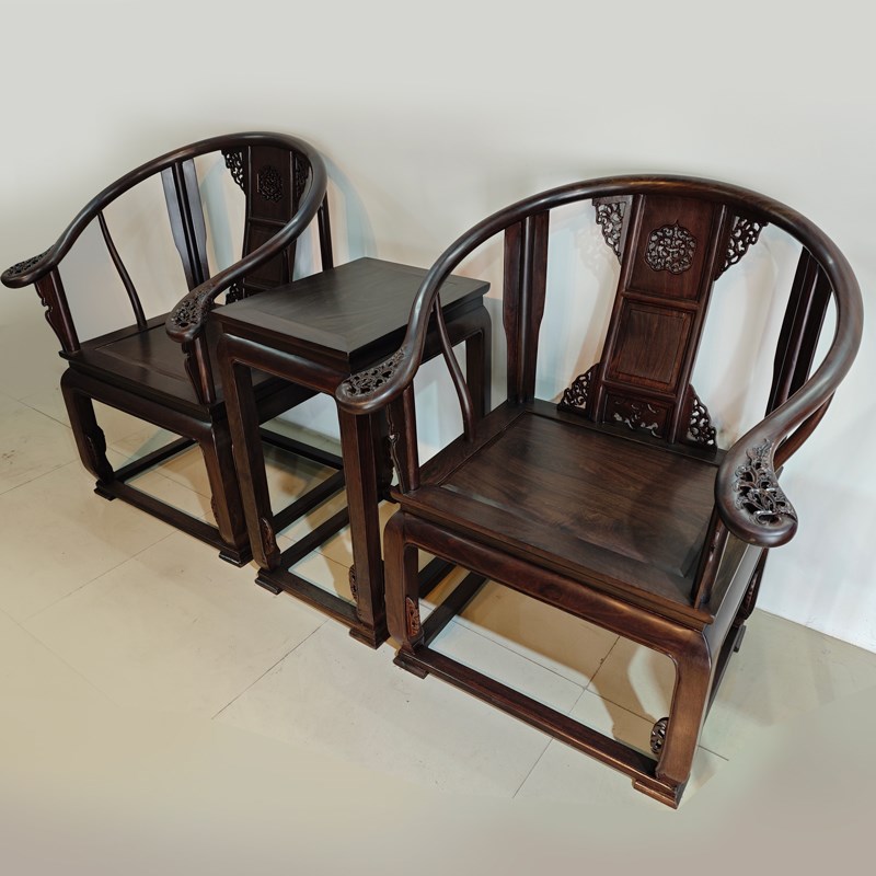 黑檀皇宫椅三件中式家具圈椅很重仿古红木榫卯实木太师椅椅子