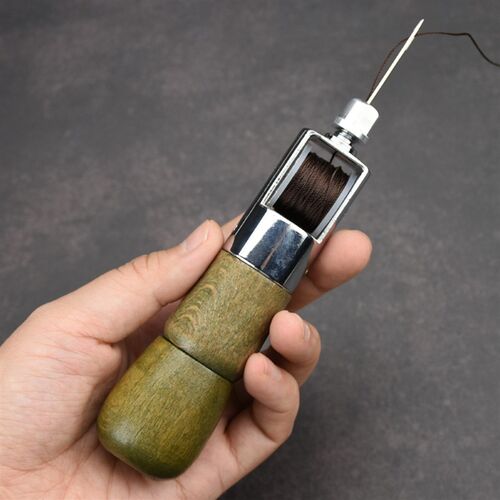皮革手缝机 直钩锥子皮具手工缝线工具千枚通diy皮艺修鞋缝线器绿