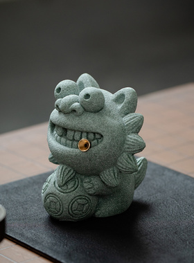 碌心青砂石风狮爷香插装饰摆件中式国潮创意家用办公桌面茶宠送礼