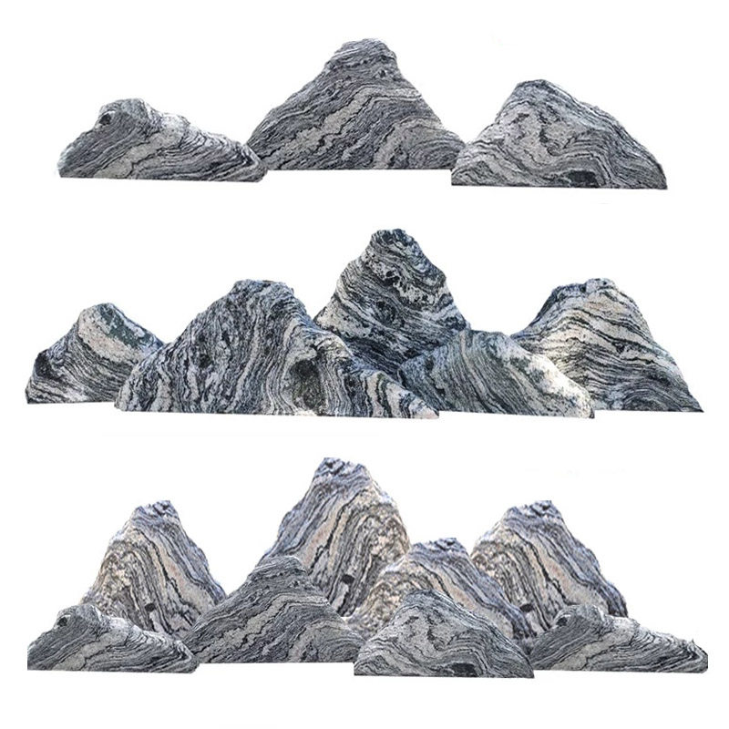 天然雪浪石切片组合景观石风景石小假山石头枯山水庭院造景摆件