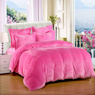 秋冬加厚纯色珊瑚绒被套单件法兰绒双面毛绒被罩200x230单双人床