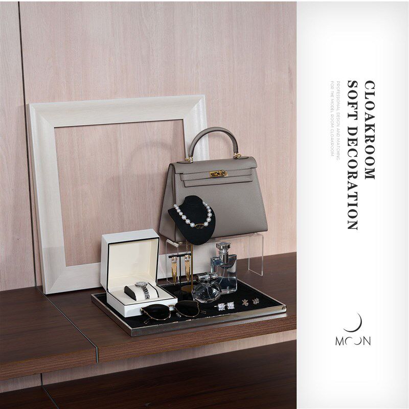 MOON慕空间样板房衣帽间女士梳妆台摆件香水墨镜托盘软装饰品道具