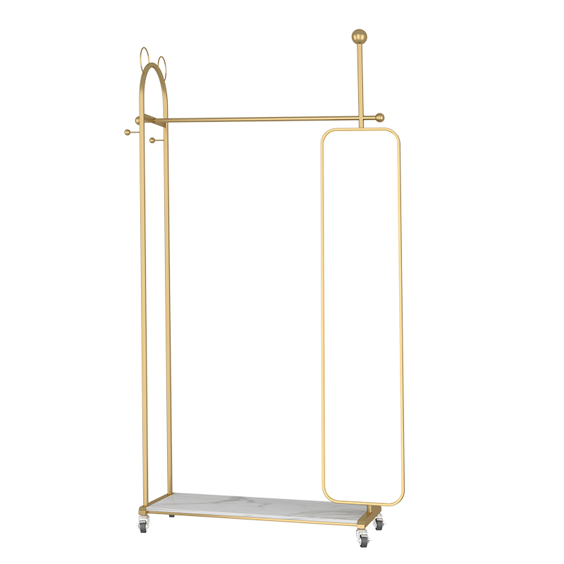 室内挂衣架落地一体家用穿衣镜卧室可旋转移动衣帽架挂衣架带镜子