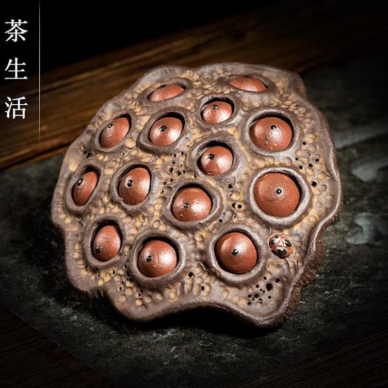 茶宠紫砂可养微瑕手工莲子雕塑枯莲茶盘橱窗家居装饰小摆件礼品