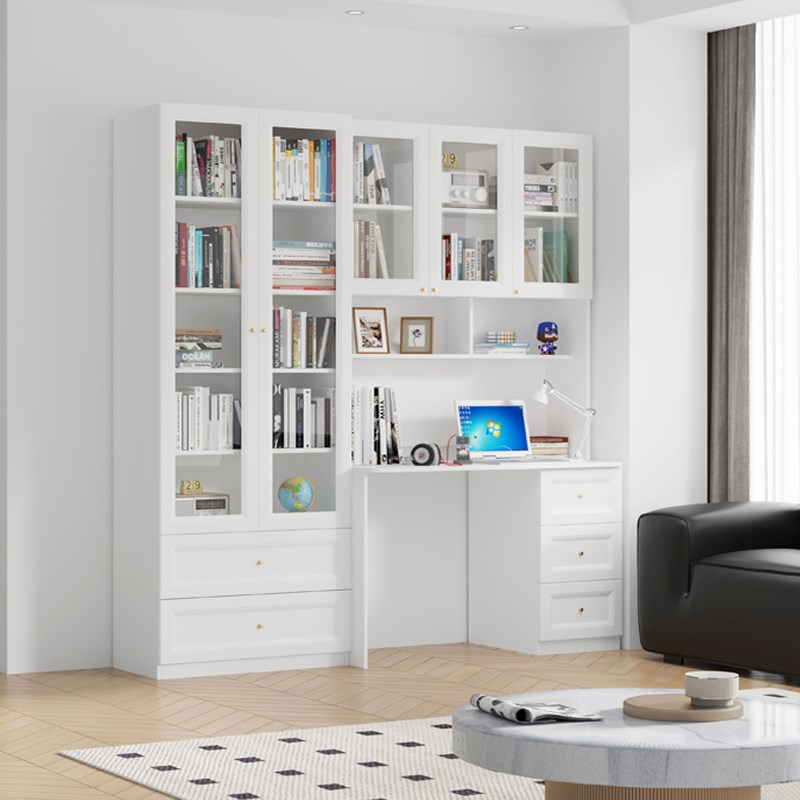 可比熊实木书桌书架一体家用写字桌子儿童学习桌办公桌卧室电脑桌