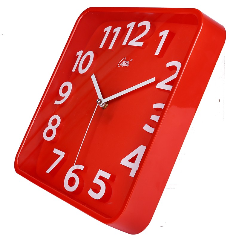 康巴丝12英寸正方形挂钟简约立体静音扫秒机芯客厅玻璃挂表艺术钟