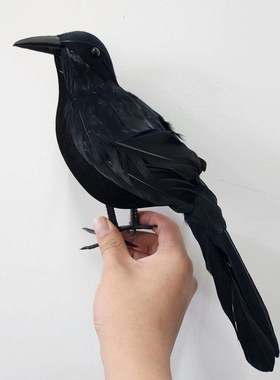 万圣节乌鸦装饰摆件仿真黑色羽毛小鸟装饰品场景布置道具拍照用品
