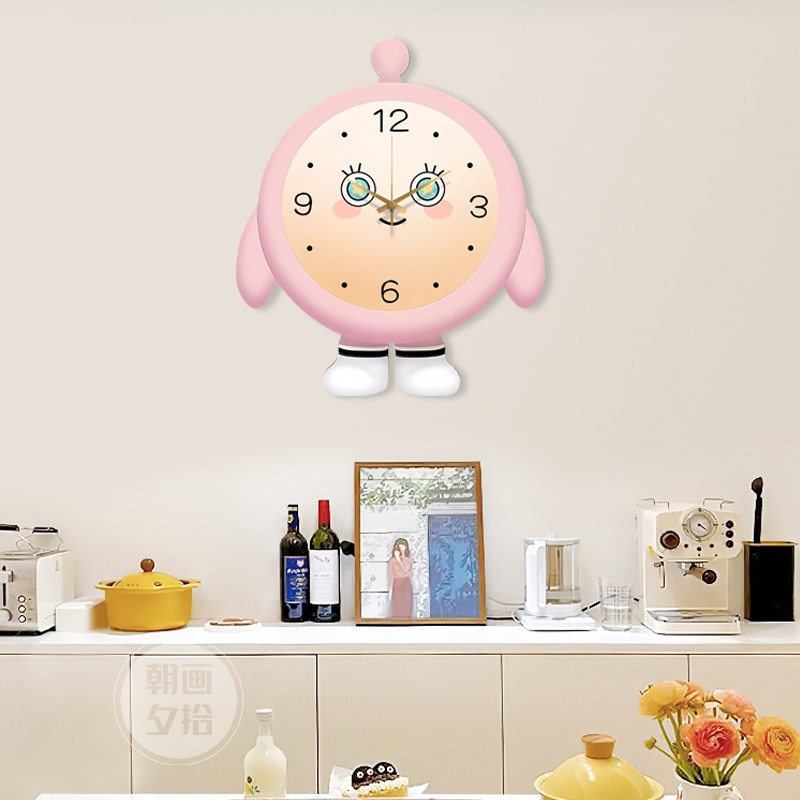 蛋仔派对创意挂钟客厅装饰画时钟2024新款静音钟表挂画儿童房壁画