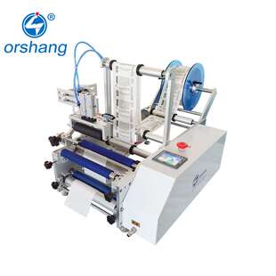 Semi-automatic fruit juice round bottle labeling machine