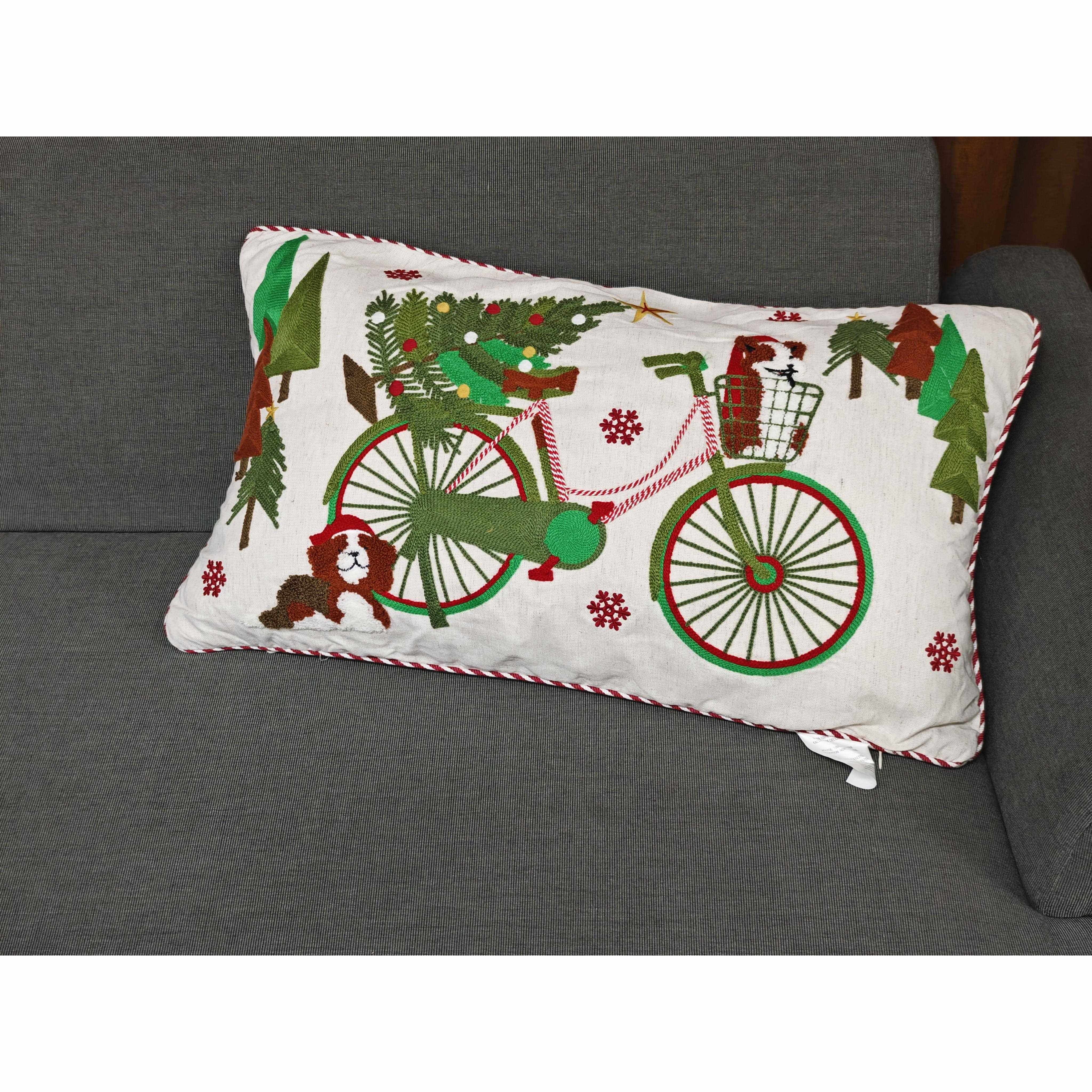 出口原单绣花腰枕圣诞节靠垫田园风沙发靠枕抱枕 35*60cm