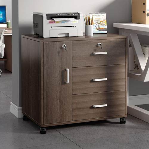 办公室可移动文件柜资料柜桌下多层木质储物柜落地式矮柜档案柜子