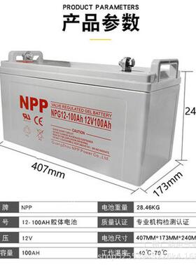耐普（NPP)蓄电池NP100-12 np12-100铅酸储能型电池 机房后备电池