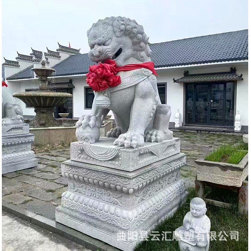 定制花岗岩石狮子一对精雕门口石狮一对工厂公司住宅大型石狮一对