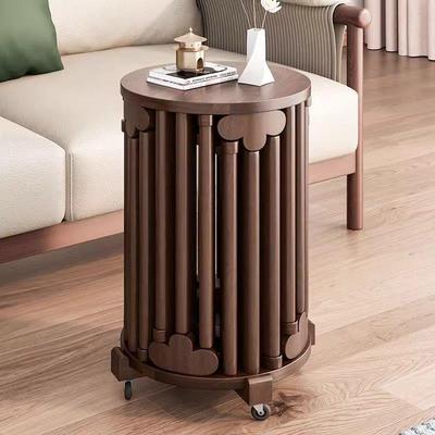 实木可叠放茶几组合凳子叠叠乐圆凳餐桌待客备用凳带滑轮折叠椅子