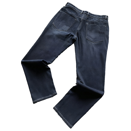 thumbnail for Deep Blue Jeans 22121431 with a Small Frame on the Back Waist and Two Broken Patterns on the Side