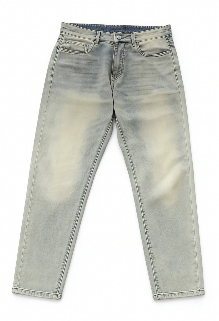 thumbnail for Front Waistband, Red Chain on the Upper Part, Right Pocket, Red and Green Stripes, Vertical Stripes, Light Blue Jeans 66011425