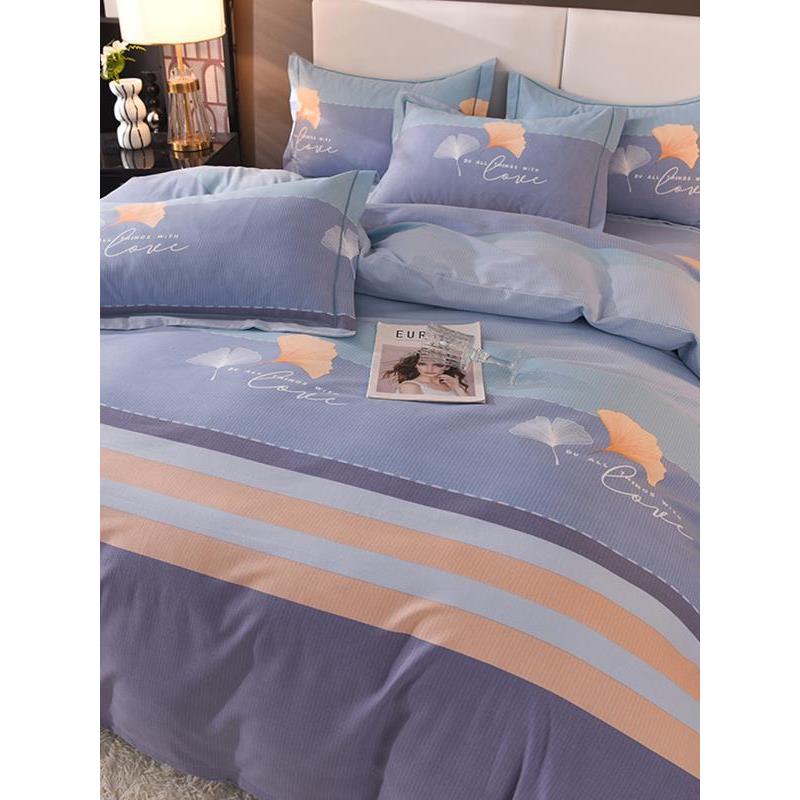 新款家纺纯棉四件套100全棉磨毛被套加厚床单4件套单双人被罩床上