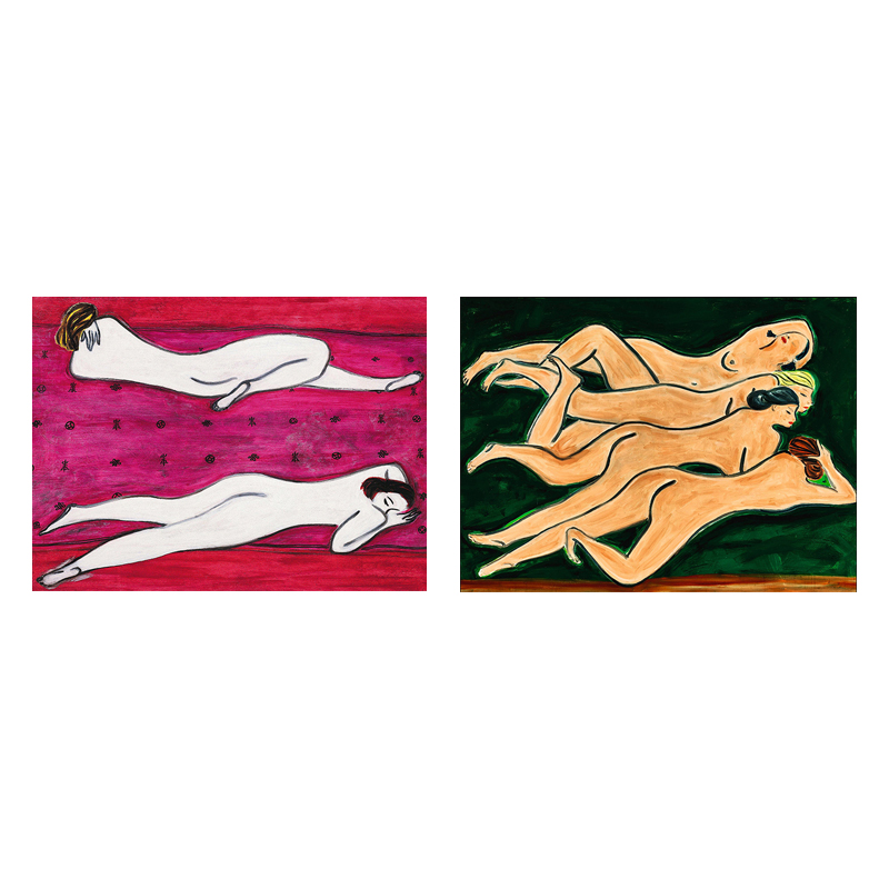 常玉装饰画 红毯双美 名画中式现代风格法式轻奢挂画客厅玄关卧室