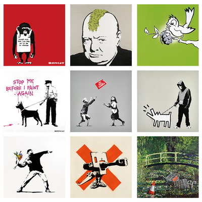 班克西挂画Banksy街头涂鸦艺术家装饰画气球女孩潮流客厅卧室壁画