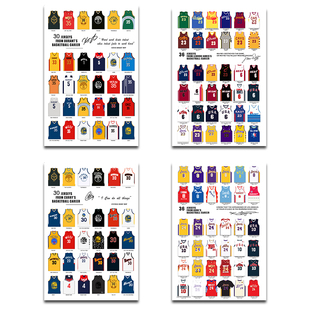 詹姆斯海报装饰画nba生涯画像纪念品Kobe宿舍36件科比球衣挂画