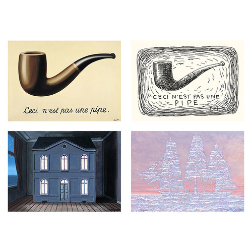 马格里特装饰画利特超现实戴黑帽的男人烟斗Magritte玛格丽特画芯