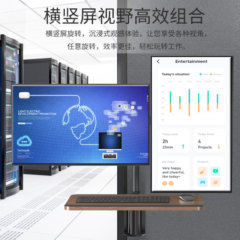 工业壁挂架32寸显示器支架可转角伸缩旋转屏幕悬挂适用于oc2/27