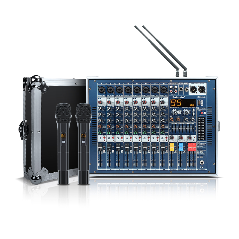 浮洛德 XT08路/路调音台带功放一体机航空箱大功率数字效果器混响