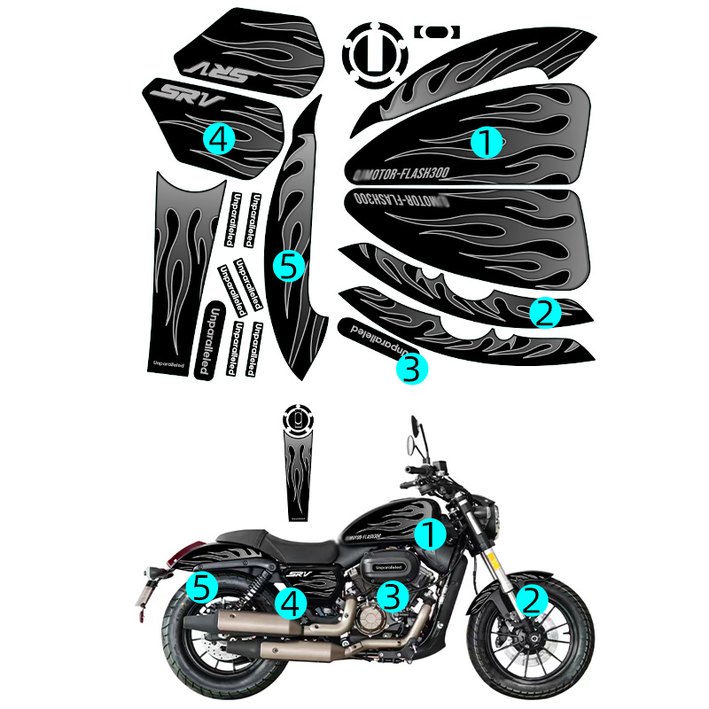 适用钱江23款闪300全车复古贴纸惩罚者版花拉花防水贴花改装配件