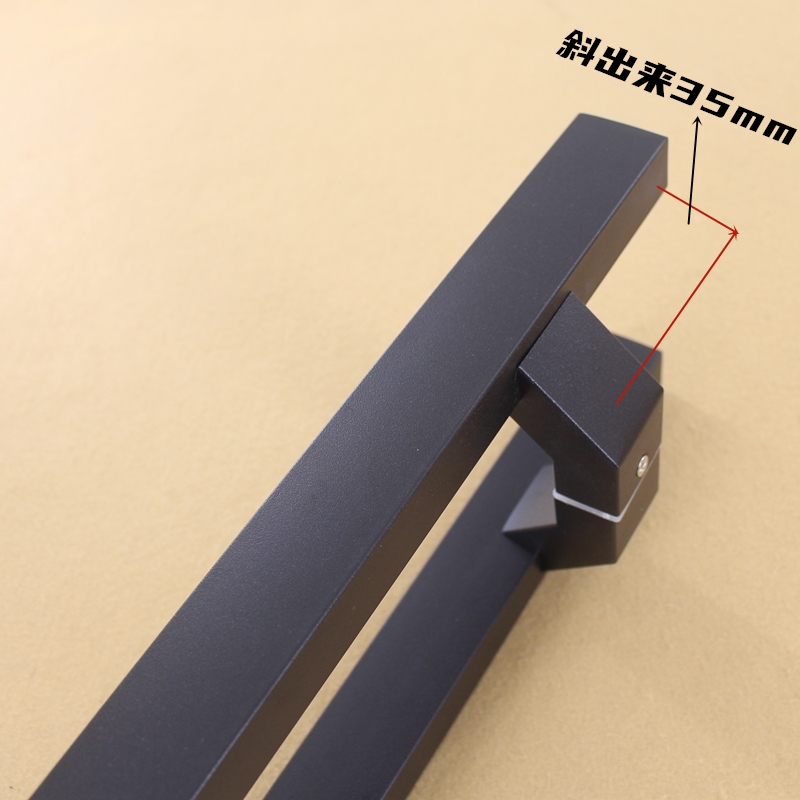 特厚方管斜脚不锈钢玻璃门把手有框门推拉地弹门磨砂黑大门长拉手