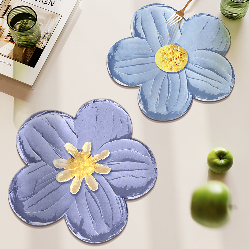 异形花卉餐垫隔热垫pvc皮革防水防油餐桌垫免洗可擦西餐垫子碗垫