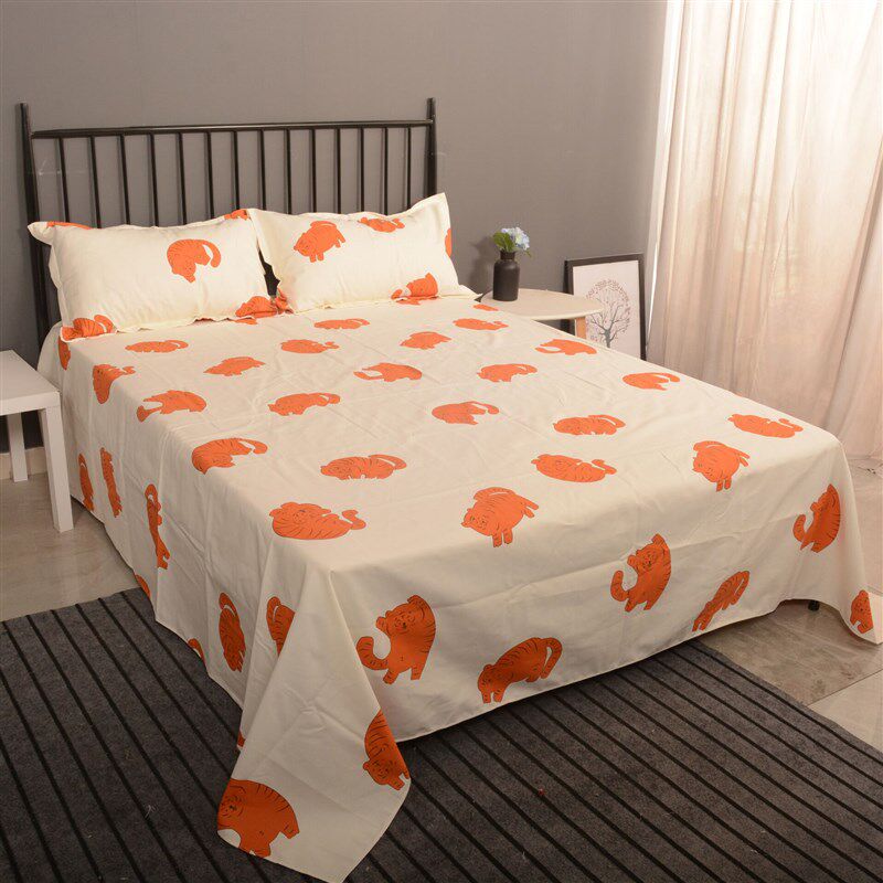 卡通小老虎全棉老粗布床单单件加厚小帆布被单夏季睡单抗皱不起球