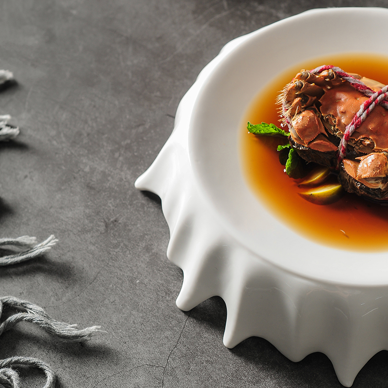 酒店创意点心盘子盘子冷盘子不规则私房菜餐具  陶瓷个性意境盘子
