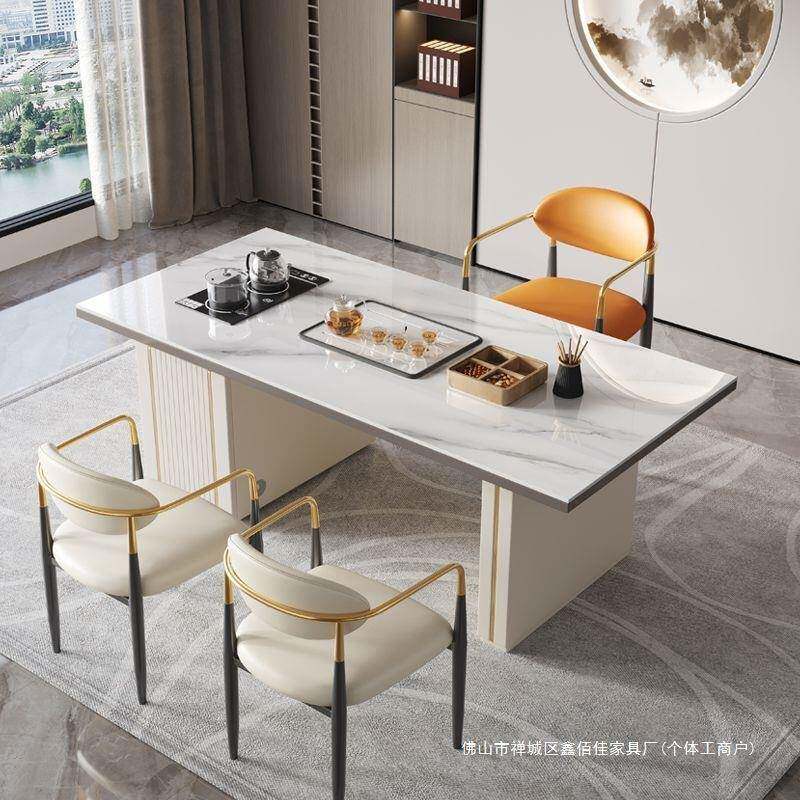 意式轻奢嵌入式茶台简约现代家用办公室泡茶桌阳台小户型烧水茶几