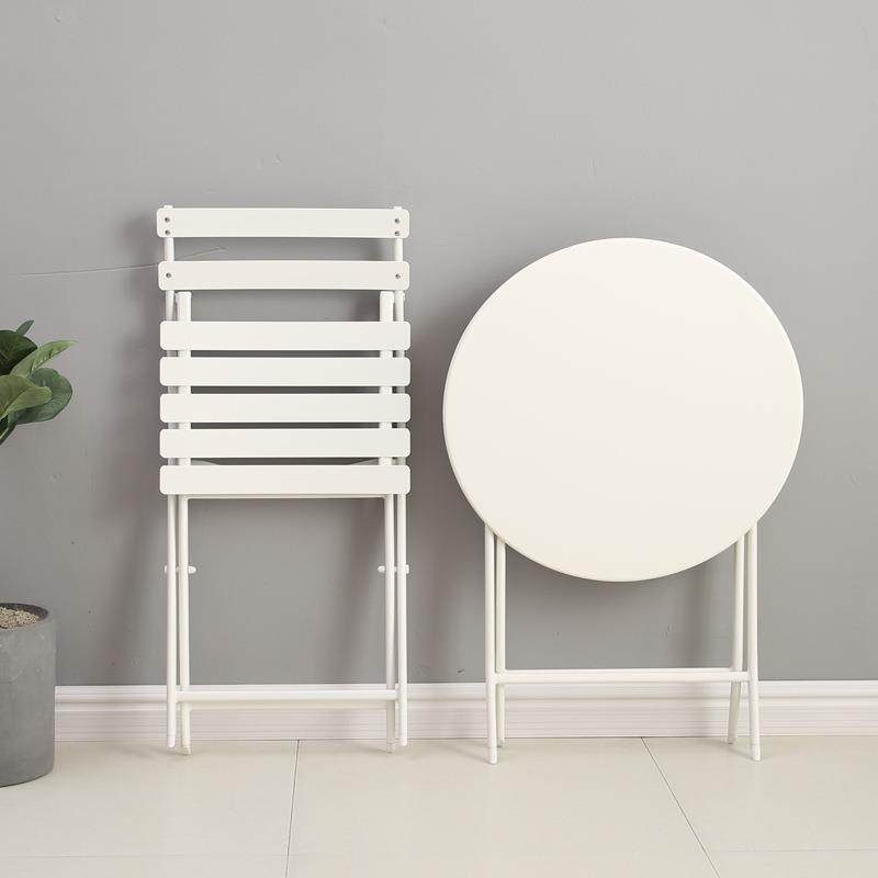 户外休闲铁艺桌椅组合奶茶店咖啡厅现代简约室外阳台折叠桌三件套