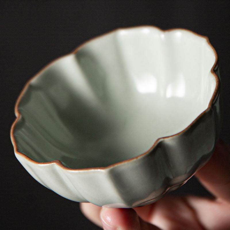 创意汝窑花瓣茶杯陶瓷品茗杯个人专用主人杯单个茶具用品家用单杯,鲜花速递/花卉仿真/绿植园艺,割草机/草坪机,淘宝优惠券,粉丝福利购,淘宝优惠卷