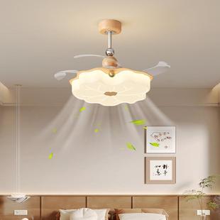 温馨复古卧室风扇灯中古风吊扇灯法式 房间吸顶风扇灯静音风扇灯