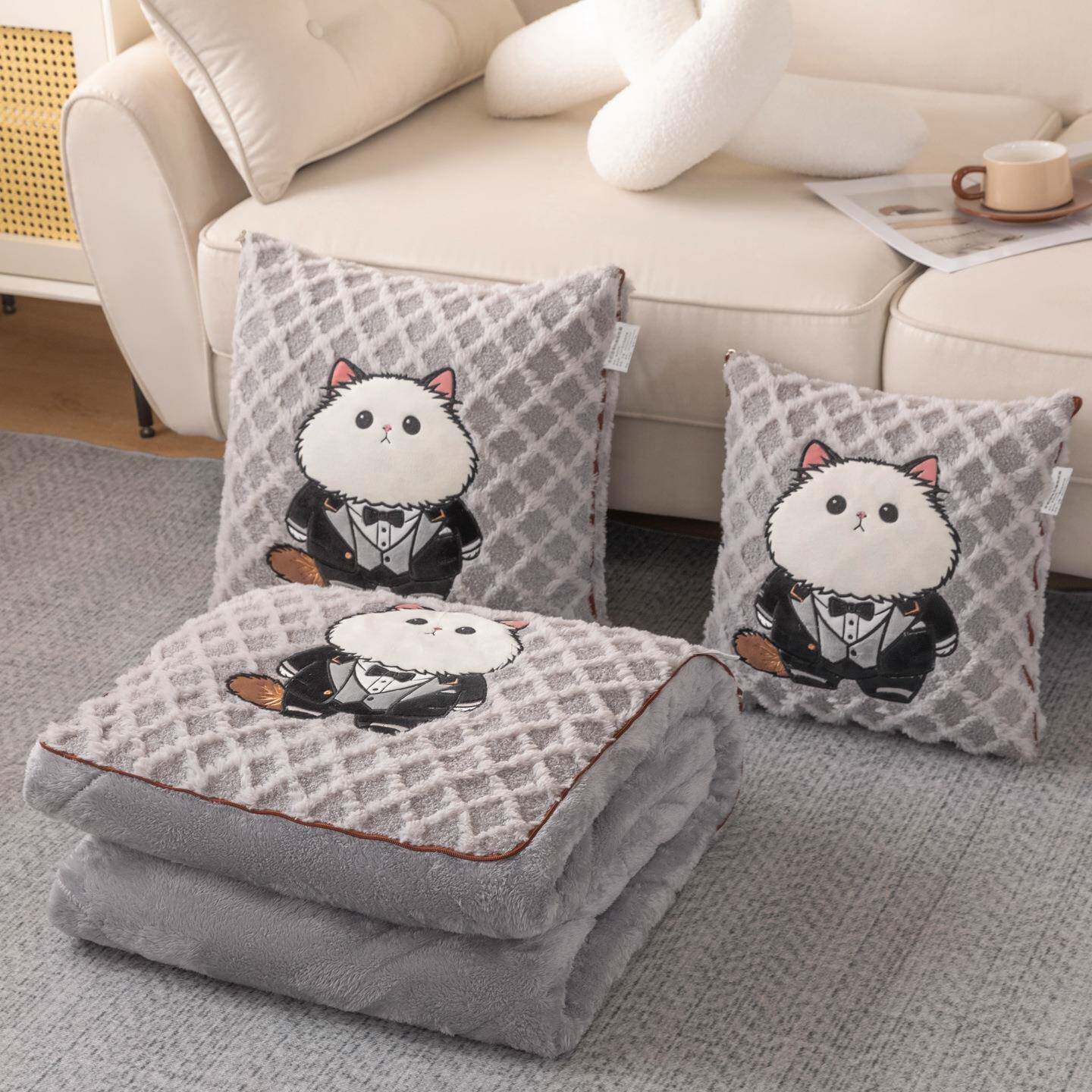 2026新款加厚抱枕被绅士猫多功能抱枕被子二合一睡觉两用被子