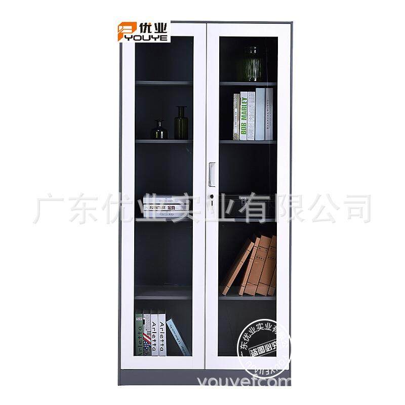 全玻移门下两抽钢制文件柜办公铁皮柜 档案铁柜办公室资料存放柜