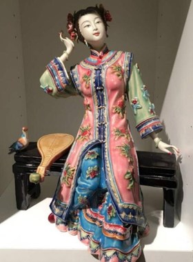 石湾陶瓷十二金钗 红楼梦仕女手工摆件 林乃河陶瓷人物公仔