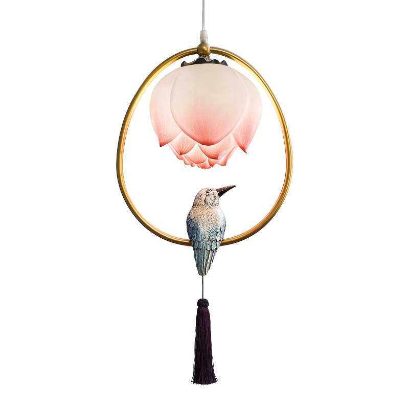 现代新中式创意吊灯餐厅吧台床头灯具田园吊灯装饰阳台小鸟小走廊