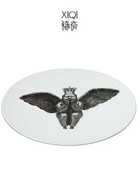 稀图奇艺术天使王冠圆盘面王冠天使装饰礼盘子挂墙盘摆件日常送天