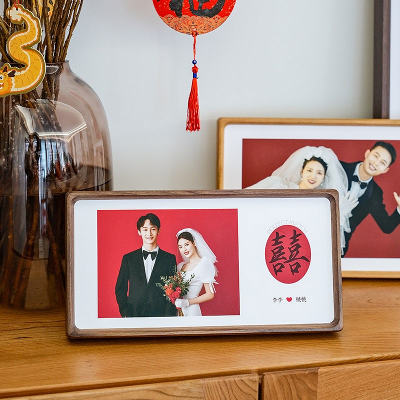 创意实木相框摆台定制结婚登记照片打印高级感婚纱照做纪念日礼物