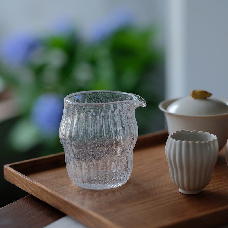 四闲堂 融明手作佛手琉璃公杯手工匀杯分茶器 琉璃茶器