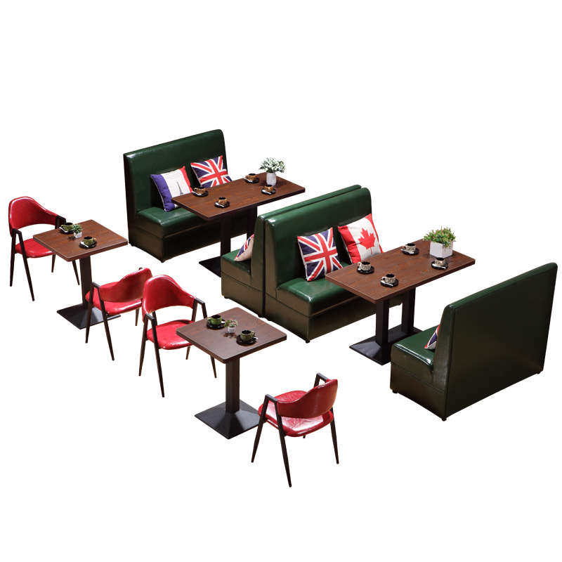 休闲咖啡厅沙发桌椅简约奶茶卡座桌椅甜品店沙发西餐厅店卡座组合