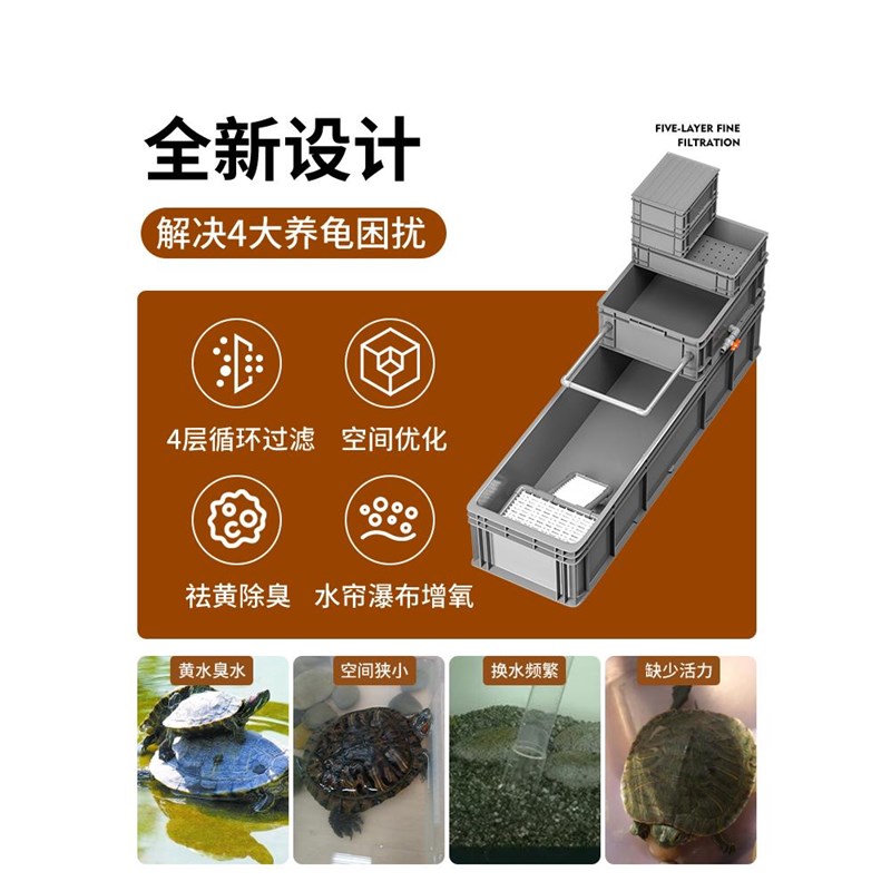 乌龟饲养缸龟箱养周转箱龟专用生态缸大型沼泽过滤箱鱼龟箱混养