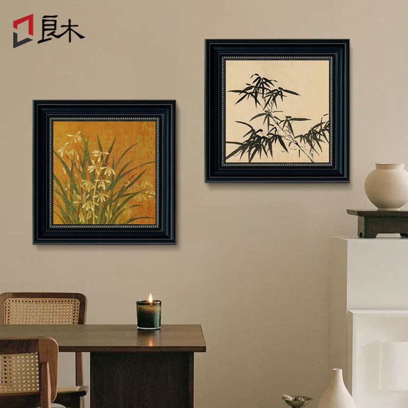 中古风竹子挂画适用于新中式餐厅装饰环保高分子材质