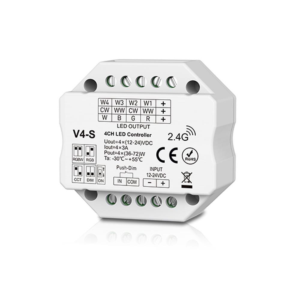 V4-S 12-24V10动态信号自动转发同步RGB/RGBW 2.4G拨码LED控制器