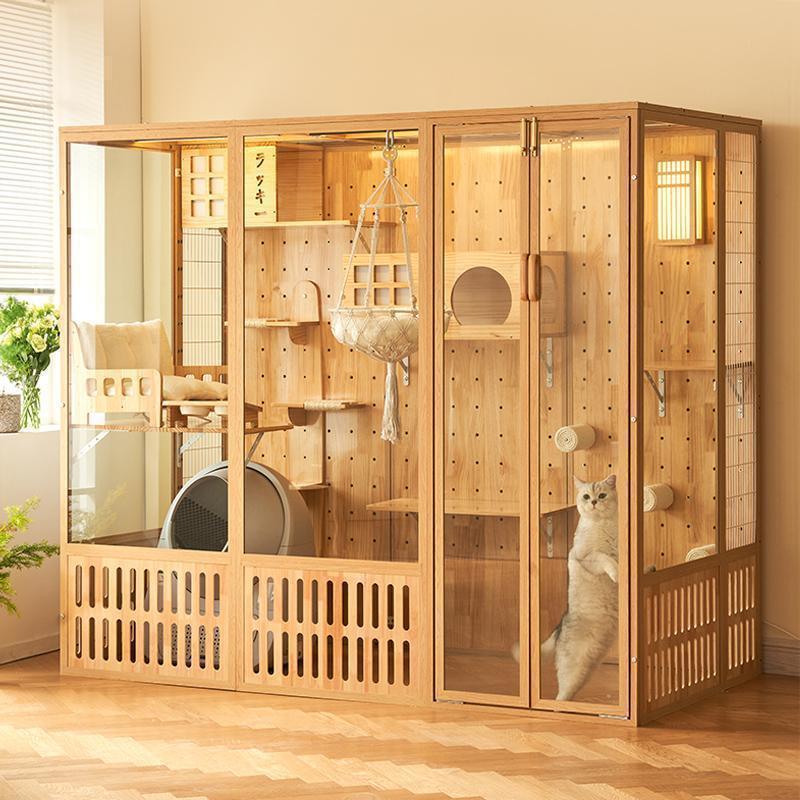豪华猫别墅室内封闭猫笼进口猫屋一体跳板扇形板太空舱暖风消毒灯