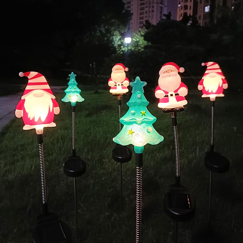 太阳能摇摆圣诞老人侏儒圣诞树圣诞节户外庭院花园节日装饰地插灯