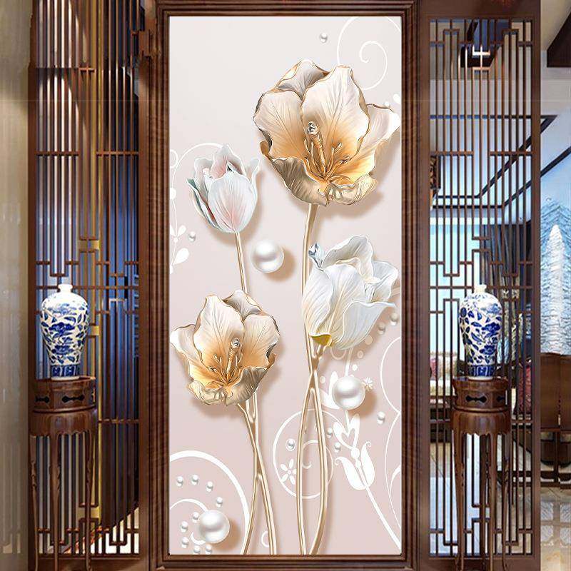 郁金香现代轻奢玄关装饰画走廊过道墙面装饰整张墙纸自粘,3C数码配件,其它配件,淘宝优惠券,粉丝福利购,淘宝优惠卷